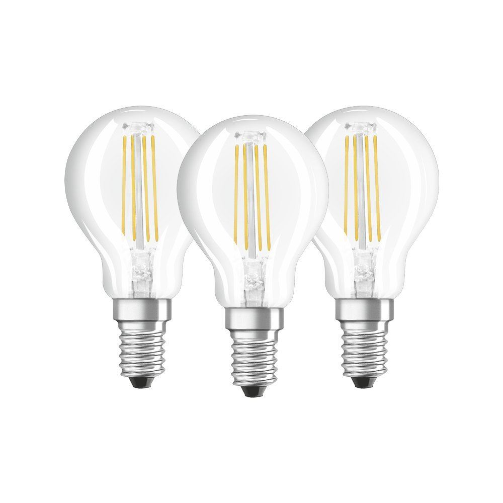 Osram BASE Clas LED fényforrás E14 4W Kisgömb meleg fehér filament (3db) (4058075819337) (4058075819337)