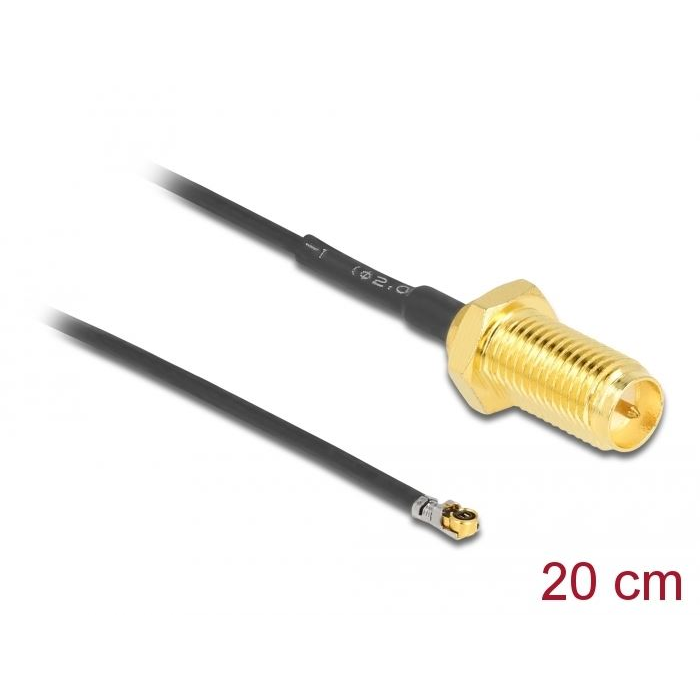 Delock antenna kábel RP-SMA anya-apa MHF 4L LK-dugó 1.37 20cm (12656) (DE12656)