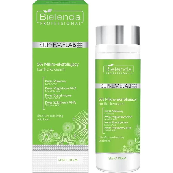 Bielenda SupremeLab Sebio Derm 5% Micro-Exfoliating 5% mikro-eksfoliujący tonik z kwasami 200ml