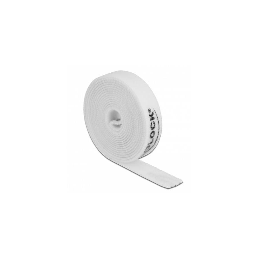 Delock Velcro fehér ragasztó szalag guriga Hx 2 m x Sz 15 mm (18386)