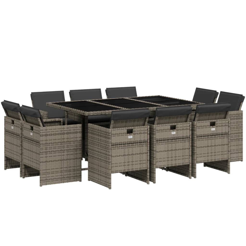 11 részes szürke polyrattan kerti ülőgarnitúra párnákkal (3277795)