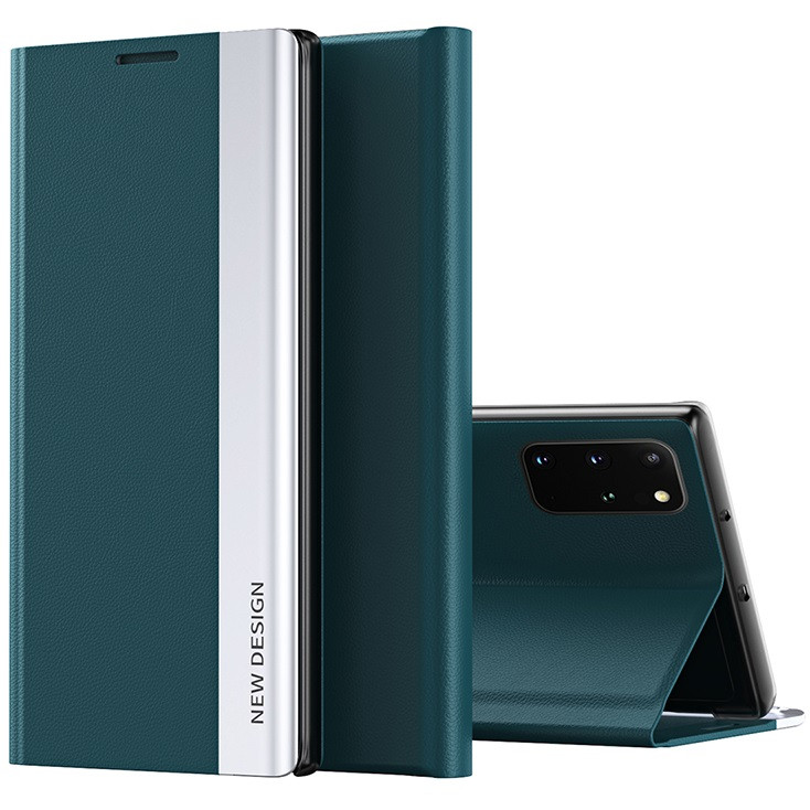 Huawei P30 Lite, Oldalra nyíló tok, stand, Wooze Silver Line, sötétzöld (117281)