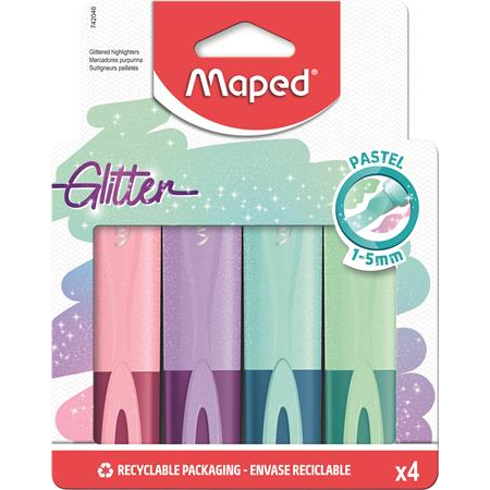 Maped Szövegkiemelő készlet, 1-5 mm,  "Glitter Fluo Peps", vegyes pasztell színek (IMA742046)