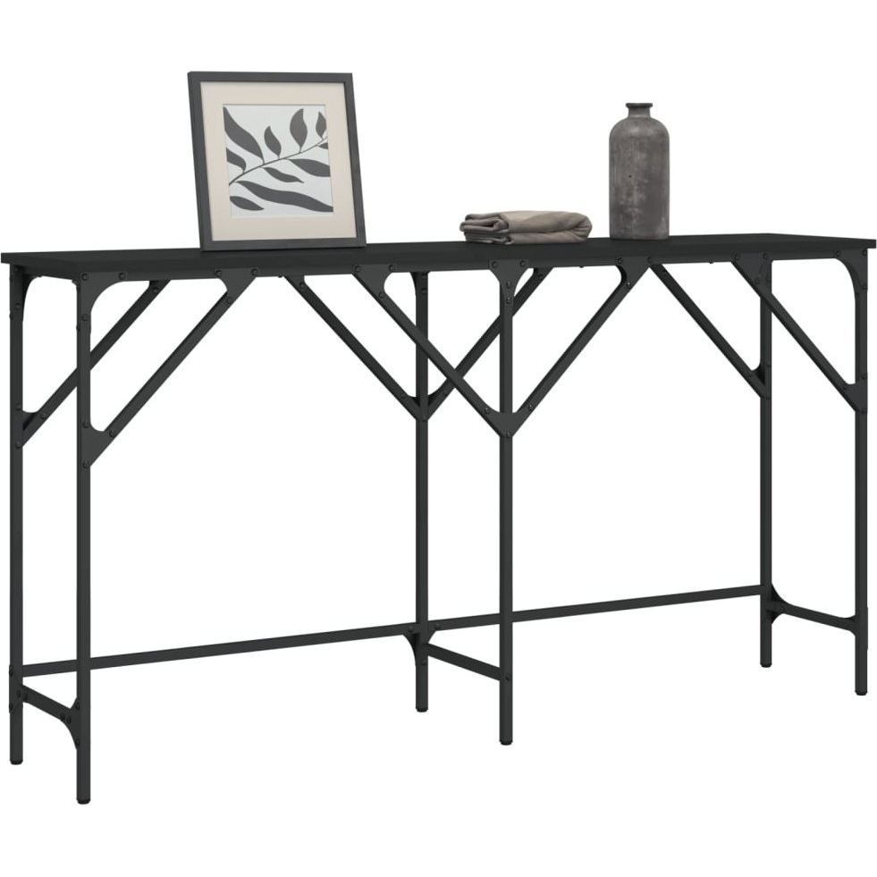 fekete szerelt fa tálalóasztal 140x29x75 cm (837757)