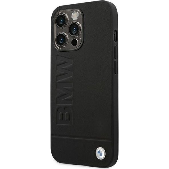 BMW Leather Textured & Stripe S23+ hátlap tok, fekete (BMW319)