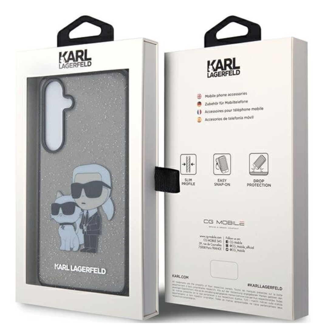 Karl Lagerfeld Glitter Samsung Galaxy S24+ Tok - Fekete/Mintás (KLHCS24MHNKCTGK)