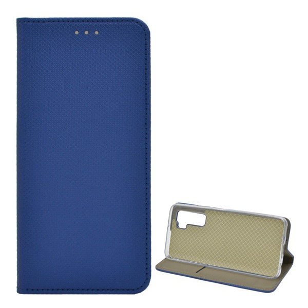 Tok álló, bőr hatású (FLIP, oldalra nyíló, asztali tartó funkció, rombusz minta) SÖTÉTKÉK [Huawei P40 Lite 5G / nova 7 SE] (5996591001609)