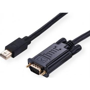 Value Mini DisplayPort / VGA Átalakító kábel Mini DisplayPort dugó, VGA 15 pólusú dugó 2.00 m Fekete 11.99.5807 DisplayPort kábel