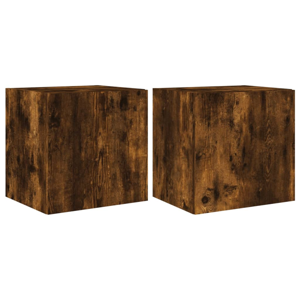 Nástenné TV skrinky s LED, 2 ks, dymový dub, 40,5x35x40 cm