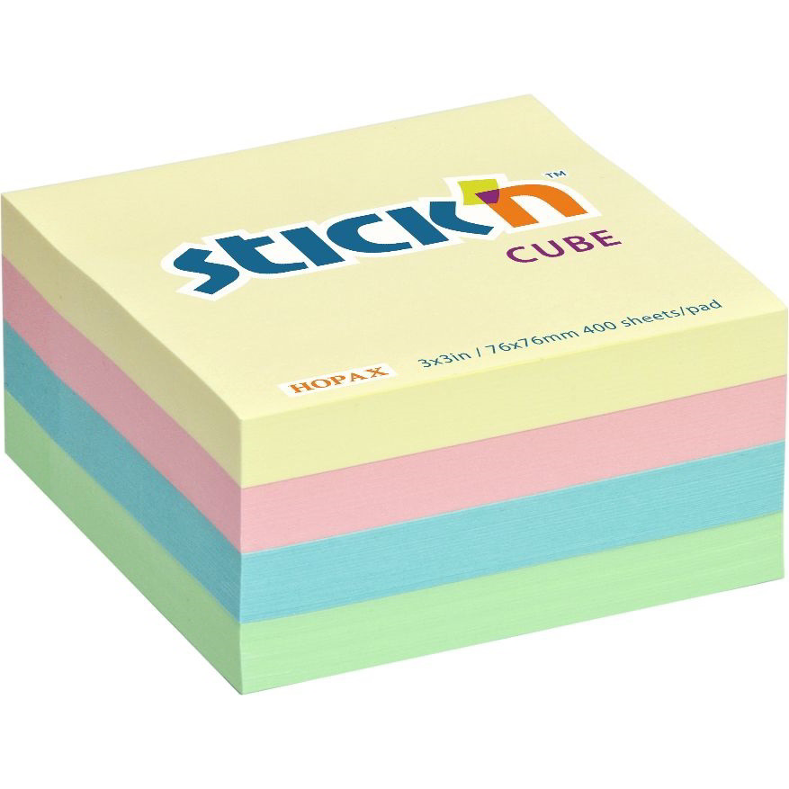 Stick'N 76x76mm öntapadó jegyzettömb - Pasztell szivárvány (400 lap / tömb) (21013)