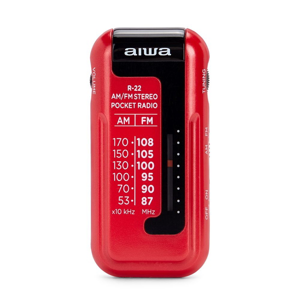 Aiwa R-22RD Hordozható AM/FM Zsebrádió fülhallgatóval - Piros