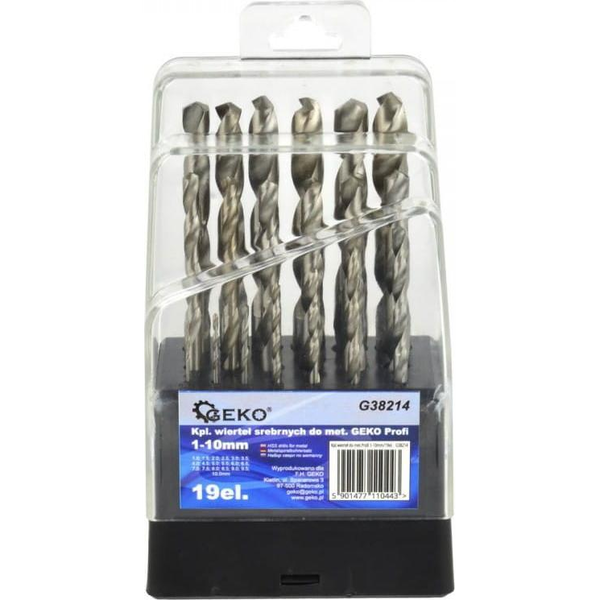 Wiertło Geko KPL.WIERTEŁ SREBRNYCH DO MET.GEKO 1-10MM/19SZT(5/50) G38214 GEKO