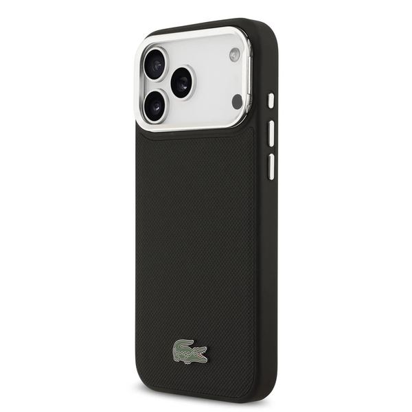 Lacoste Iconic Petit Pique kameraállványos MagSafe tok iPhone 17 Pro Max készülékhez fekete