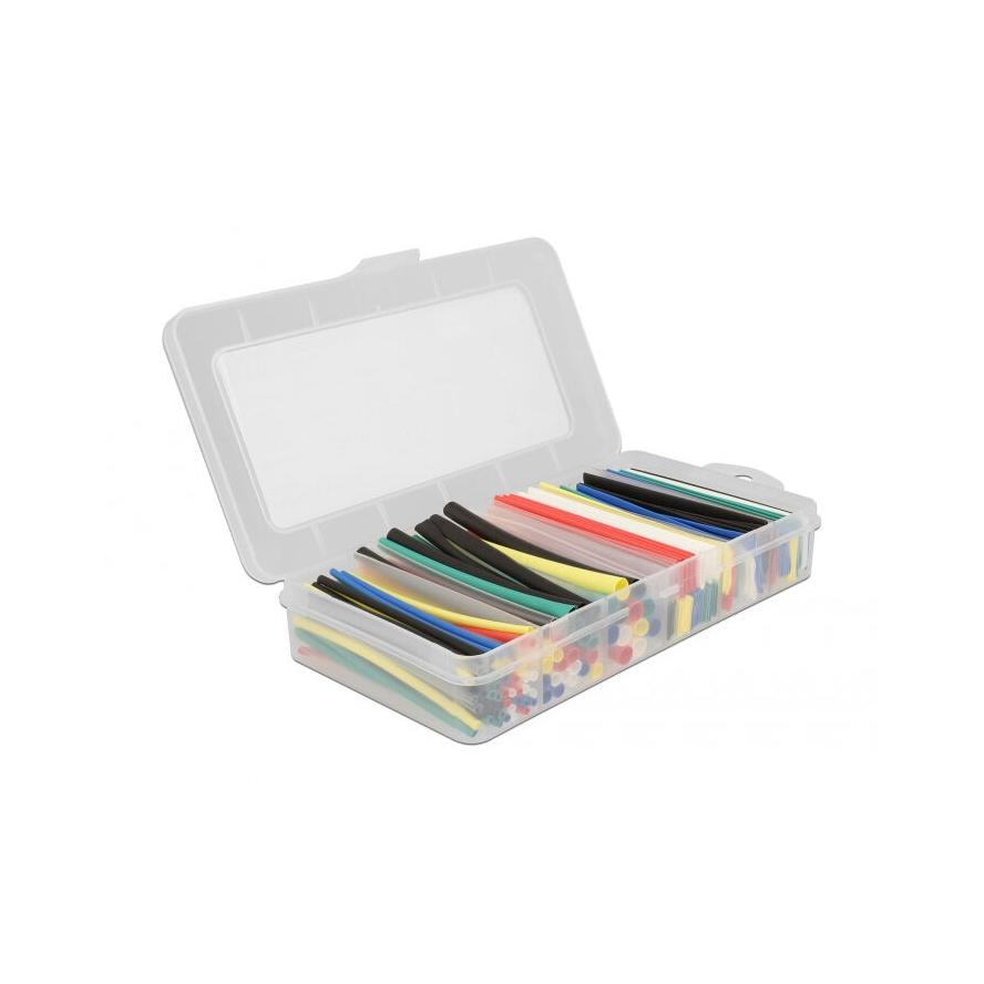 Delock 196 db. különböző színű, 2:1 zsugorodási arányú hőre zsugorodó tömlő rekeszes tároló dobozban (20736)