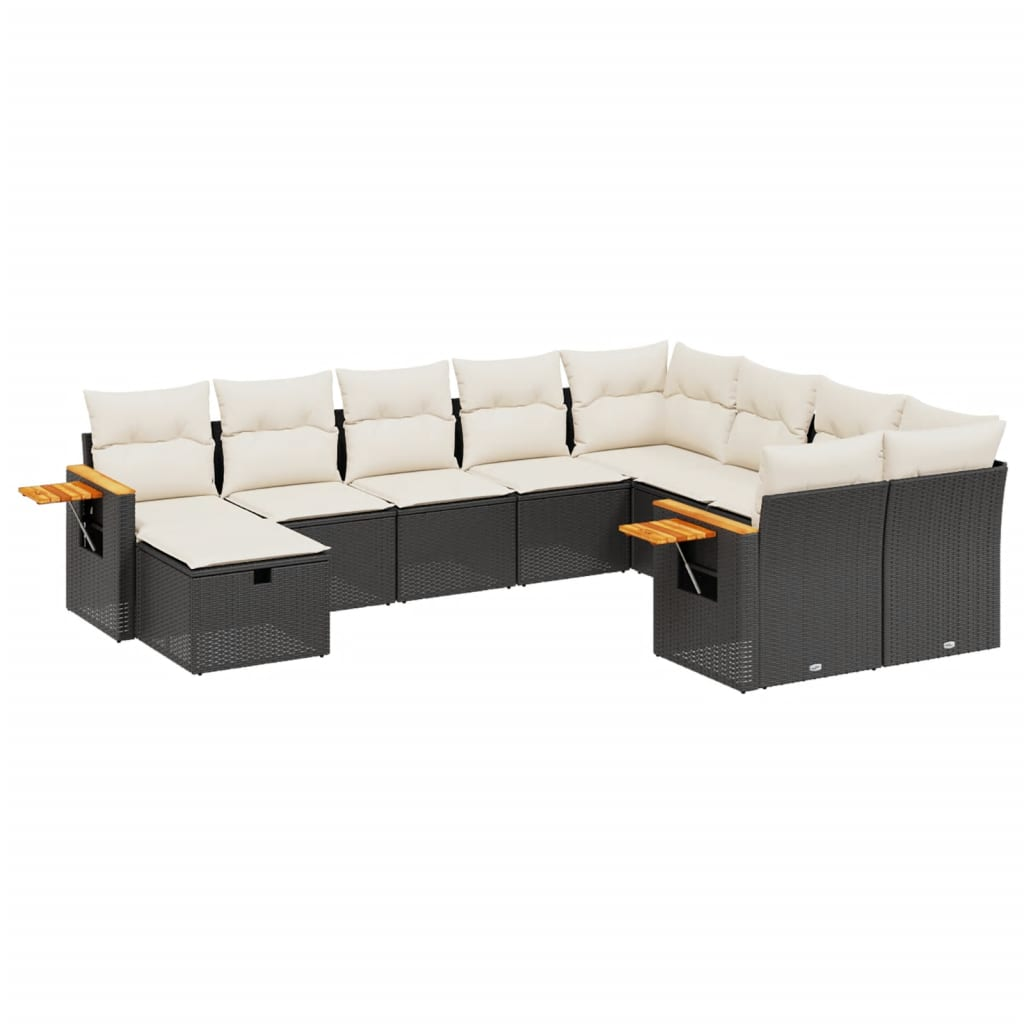 10 részes fekete polyrattan kerti ülőgarnitúra párnákkal (3227155)