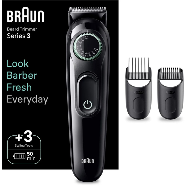 Braun BeardTrimmer 3 BT3411 брадър 40 степени черно-зелен
