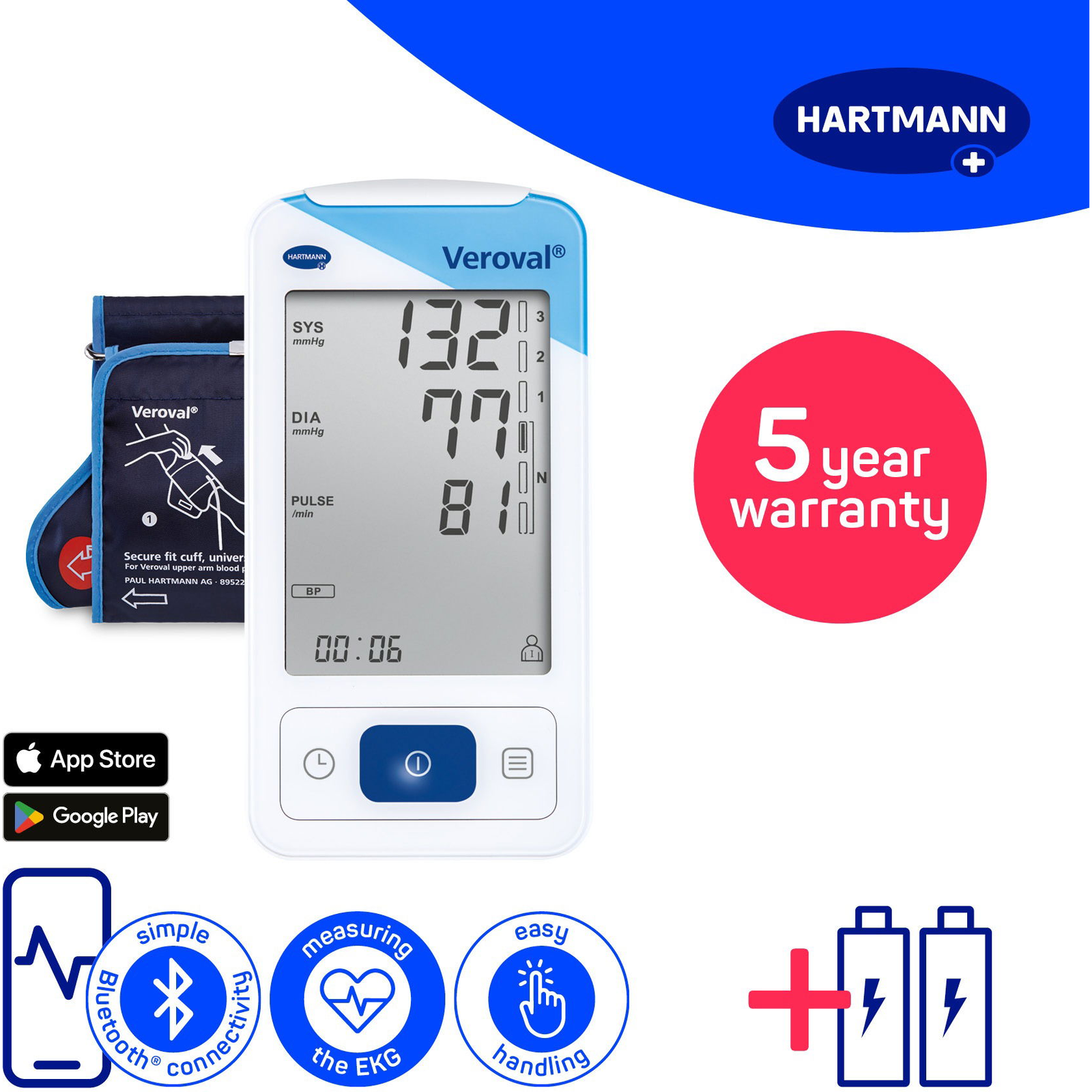 HARTMANN Veroval, EKG-val 2in1, Bluetooth (9253470)