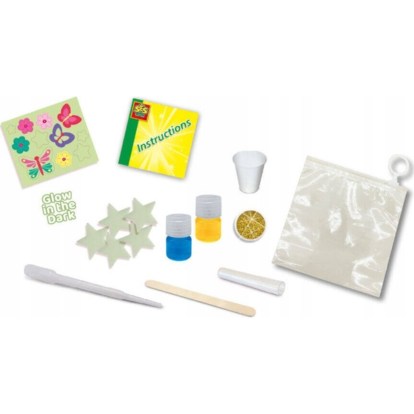 SES Creative Slime - lab - Glow in the dark slijm - Maak je eigen slijm in ziplock zakje – Met glitters - Goed uitwasbaar - Veilig voor kinderen – Experimenteerdozen