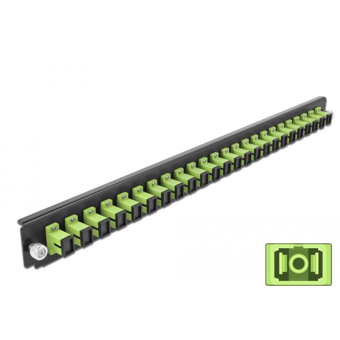 Delock 19” kötő doboz első panele 24 porttal SC Simplex fekete-citromzöld (43356) (delock43356)