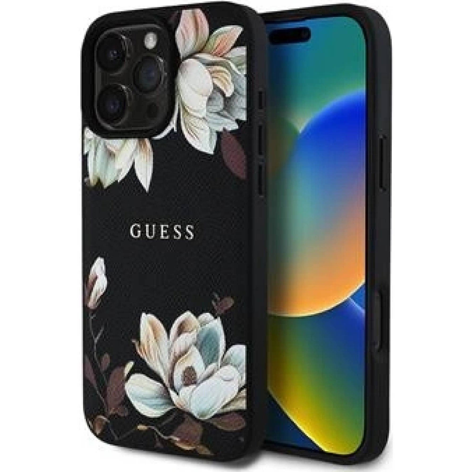 Guess PU Grained Magnolia iPhone 16 Pro fekete MagSafe tok (GUHMP16LPGNMPLMK)