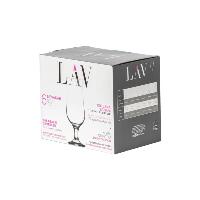 LAV Nevakar Beer 385ml Sörös üveg pohár szett 6 darabos (LV-NEV576F)
