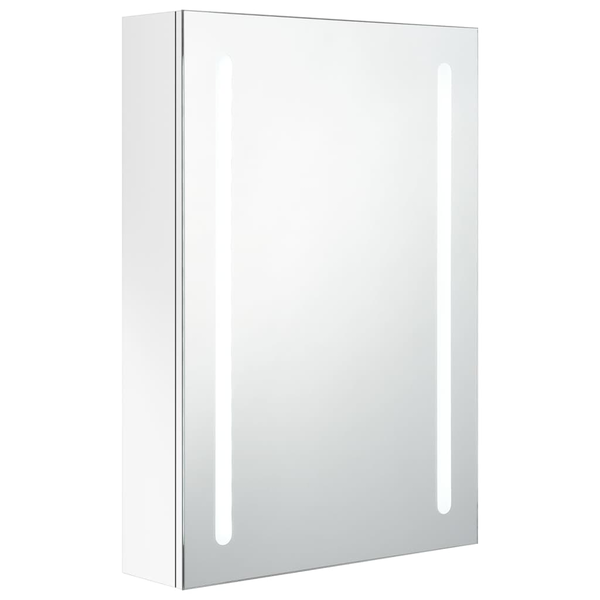fényes fehér LED-es tükrös fürdőszobaszekrény 50 x 13 x 70 cm