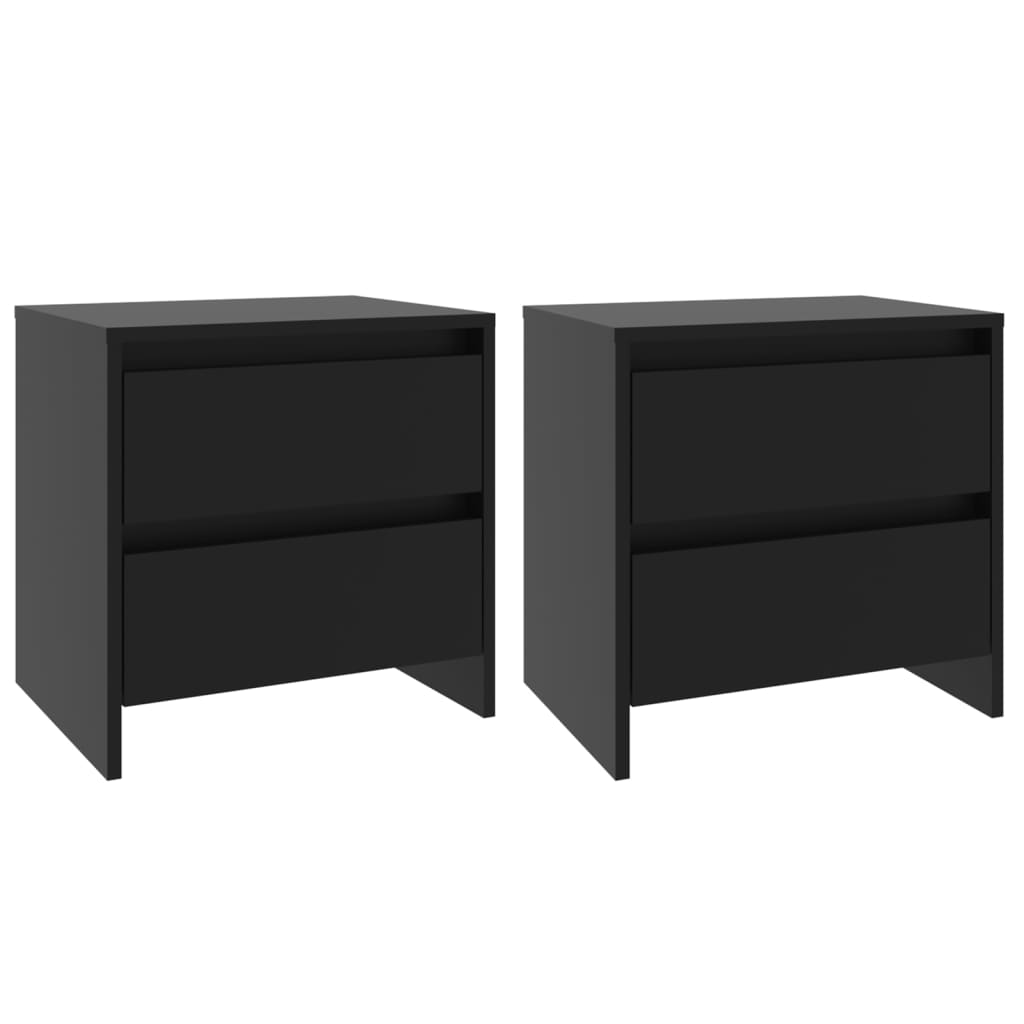 2 db fekete forgácslap éjjeliszekrény 45 x 34,5 x 44,5 cm (809848)