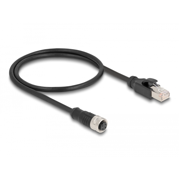 Delock M12 adapter kábel D-kódolt 4 tűs anya - RJ45 apa 50 cm (60072) (60072)