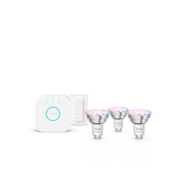 3x LED žárovka GU10 4,7W RGB + Bridge + Regulátor Philips HUE Essential