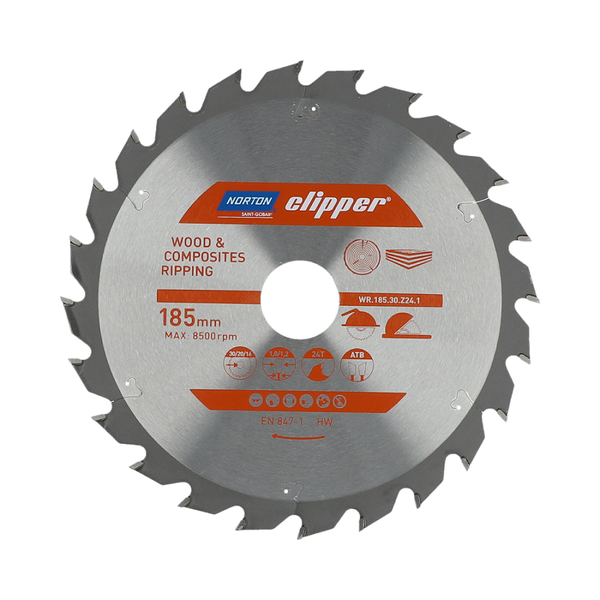 NORTON CIRCULAR SAW 185mm x 30mm x 24z WOOD AND COMPOSITES ATB (1.8 / 1.2)