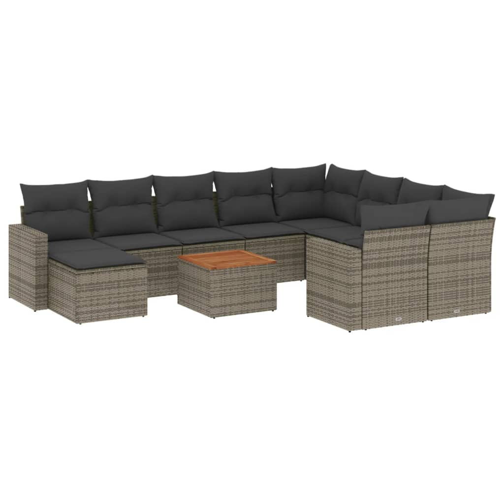 11 részes szürke polyrattan kerti ülőgarnitúra párnákkal (3224415)