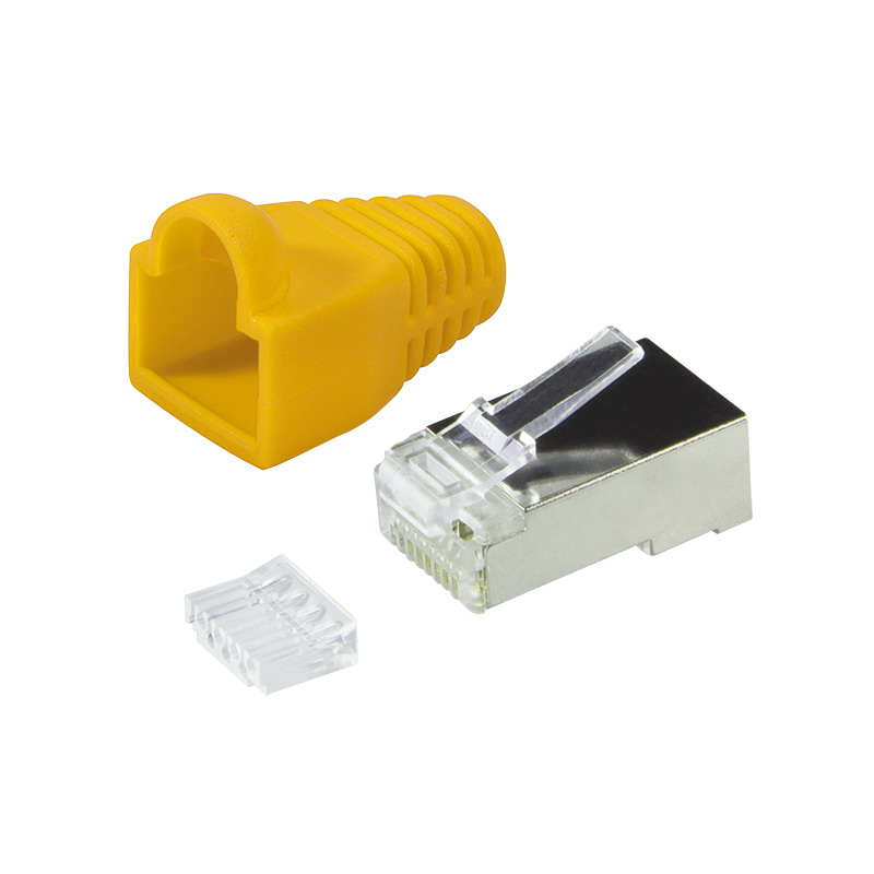 Logilink RJ45 moduláris csatlakozó, Cat.6, árnyékolt, sárga tartó, 100 db (MP0022Y) (MP0022Y)