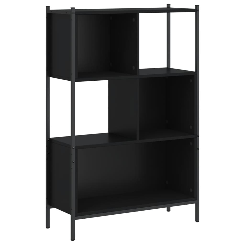 fekete szerelt fa könyvszekrény 72x28x109 cm (838883)