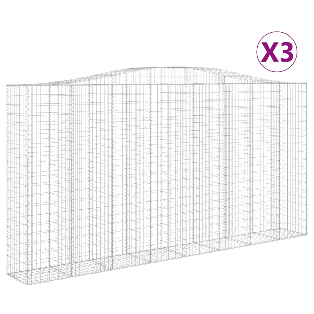 3 db íves horganyzott vas gabion kosár 400x50x200/220 cm (3146022)
