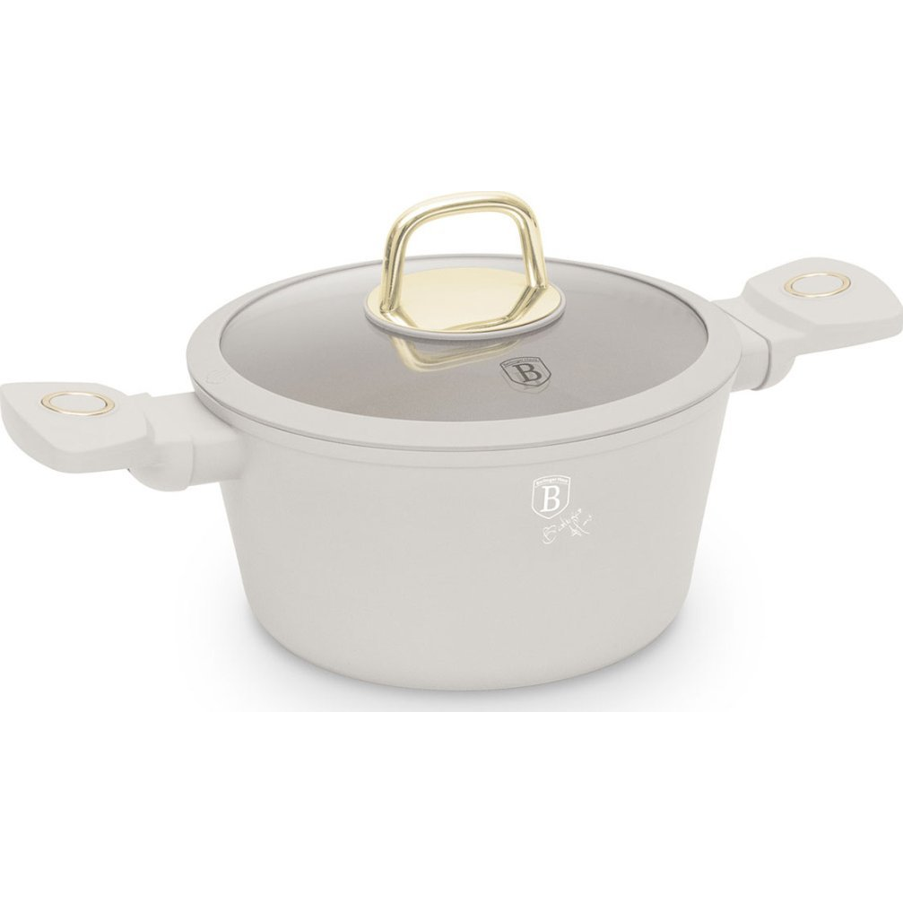 BerlingerHaus BH/8070 Sahara Collection Lábas - Fedővel, 2,5 L, Kovácsolt Alumínium, Matt Krém (BH-8070)