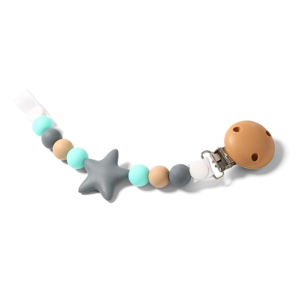 BabyOno cumitartó szilikon gyöngysor 719/01 szürke-türkiz-drapp (MTTF-5901435410738)