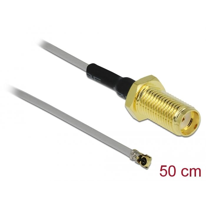 Delock antenna kábel SMA anya-apa MHF 4 -dugó 0.81 10mm 50cm (90399) (DE90399)