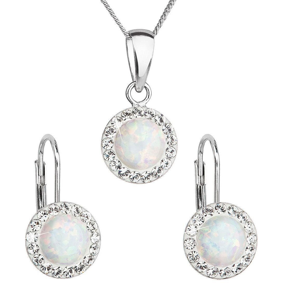 EVOLUTION GROUP 39160.1 szintetikus opál, Preciosa kristályokkal, (Ag, 925/1000, 2 g, fehér) (8590962395334)