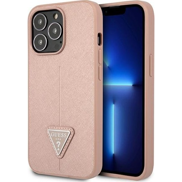 Guess SaffianoTriangle Apple iPhone 14 Pro hátlap tok, pink (GUE2102)