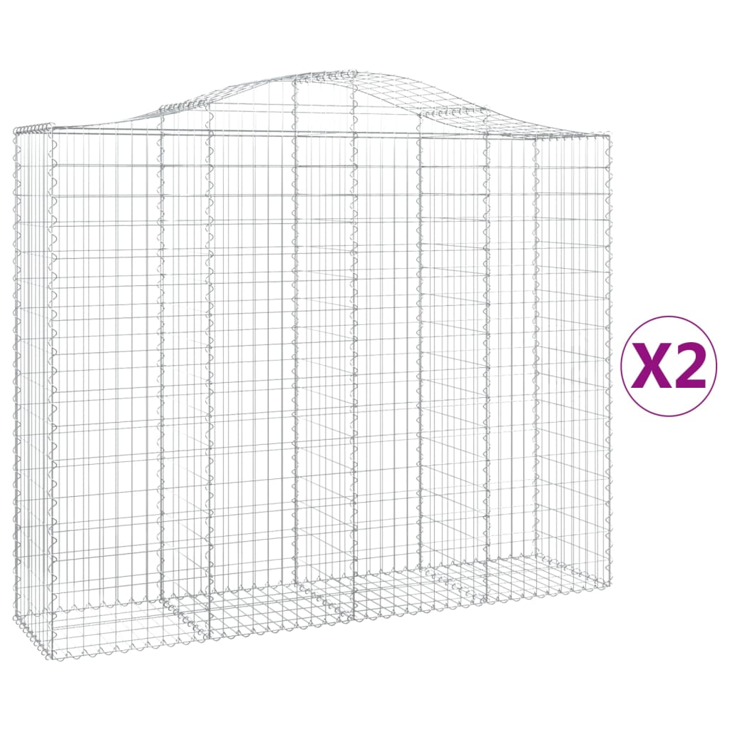 2 db íves horganyzott vas gabion kosár 200x50x160/180 cm (3145703)