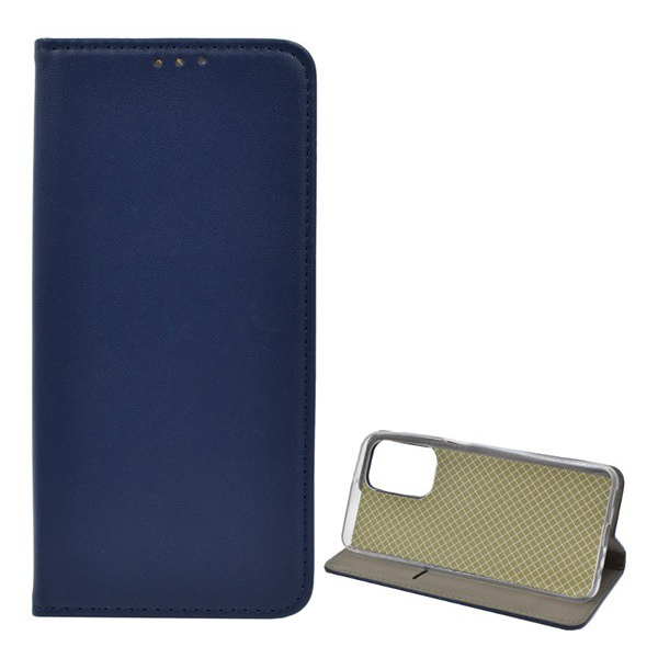Tok álló, bőr hatású (FLIP, oldalra nyíló, asztali tartó funkció) SÖTÉTKÉK [Samsung Galaxy M23 (SM-M236)] (5996591211817)