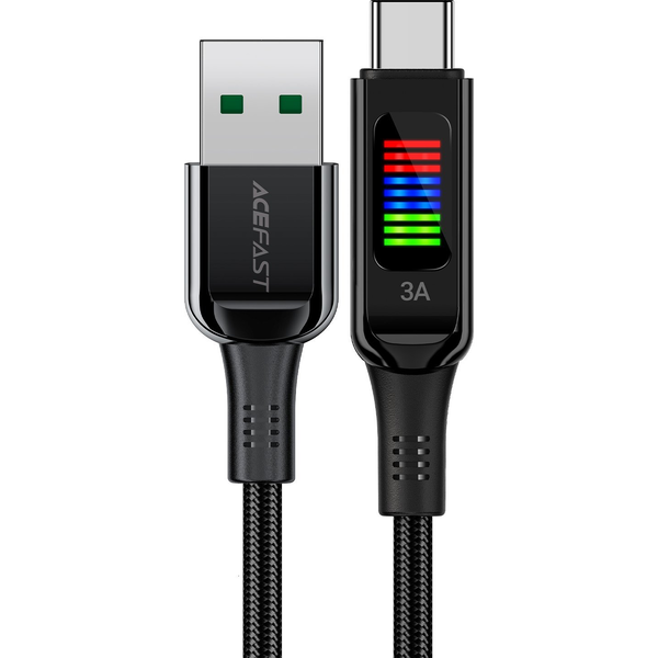 Acefast C7-04 USB-A-Type-C Kábel Kijelzővel 60W 1.2 m-Fekete