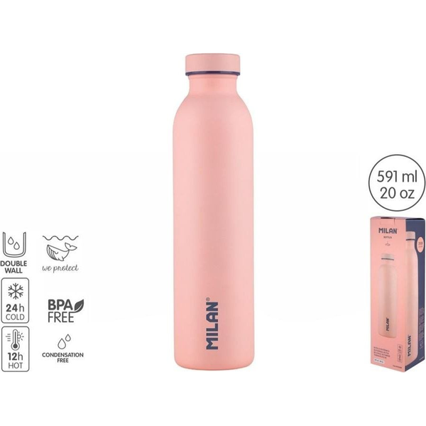Botella Isotermica De Acero Inoxidable 591ml Milan 1918 26,2x6,85cm Rosa