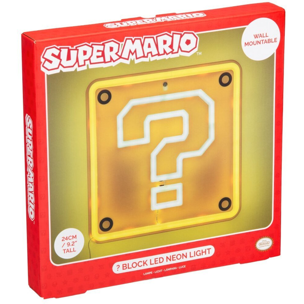 Lampka biurkowa Paladone PALADONE Super Mario Neonowa Lamka Ścienna - Question Block