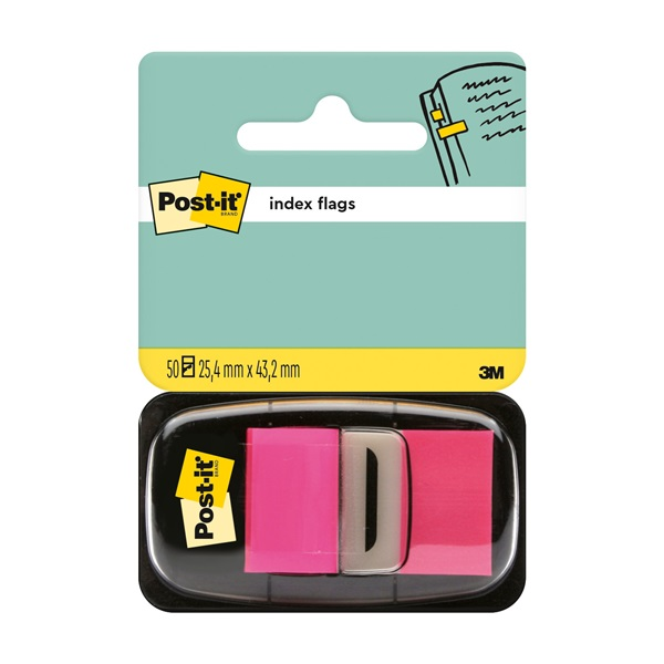 Post-it 680-21 25x43mm öntapadós 50db rózsaszín jelölőcímke (7100062569)