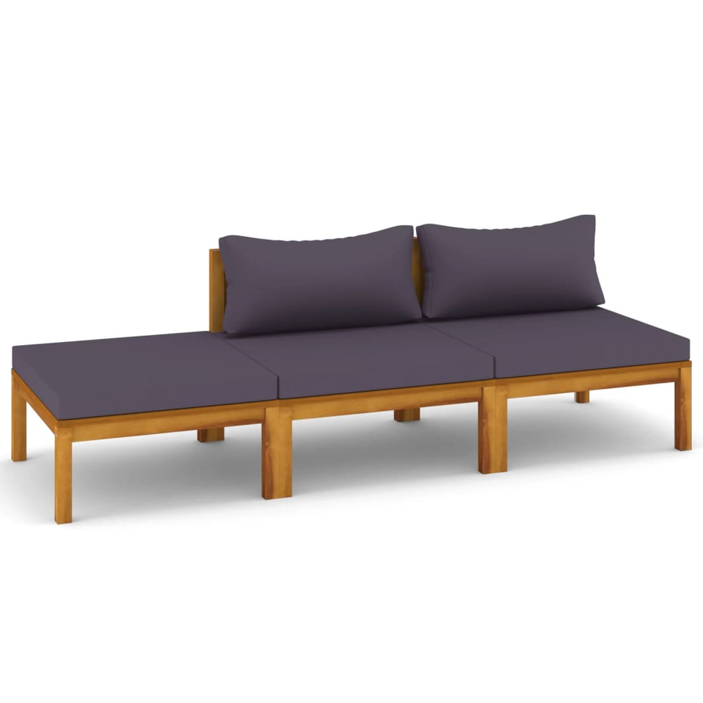 3 részes tömör akácfa kerti ülőgarnitúra párnával (3086920)