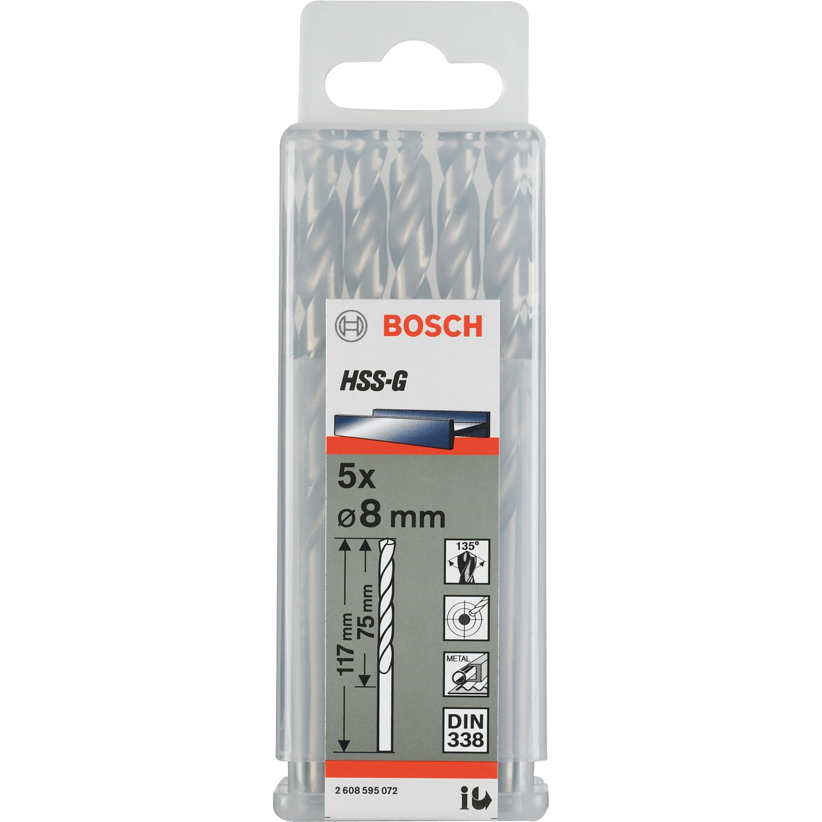 Bosch 2608595072 HSS-G Fúrószár - 8x75mm (5 db / csomag) (2608595072)