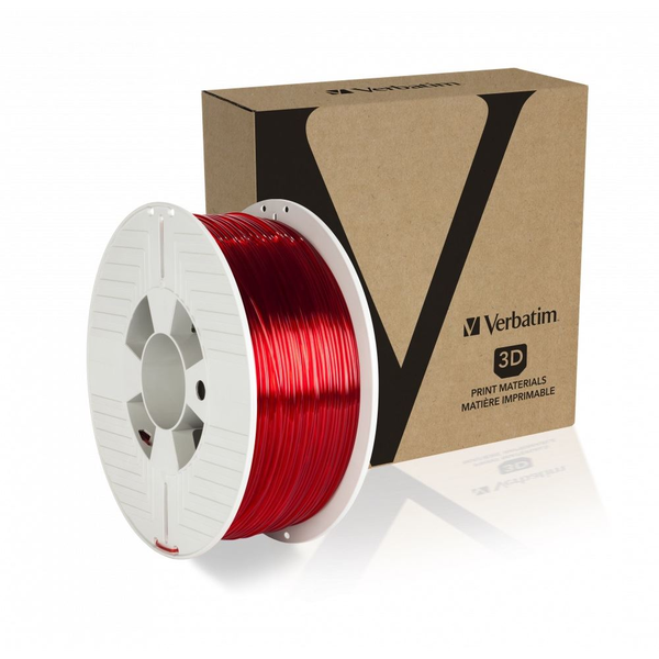 Verbatim 55054 3D print materiale Polyethylenterephthalatglycol (PETG) Rød, Transparent 1 kg