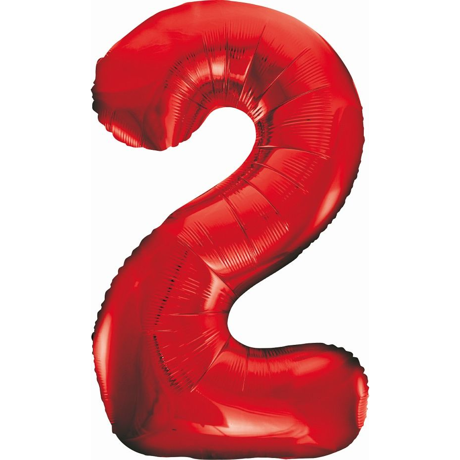 2-es Szám Fólia Lufi - 85 cm, Piros (BC-HCW2)