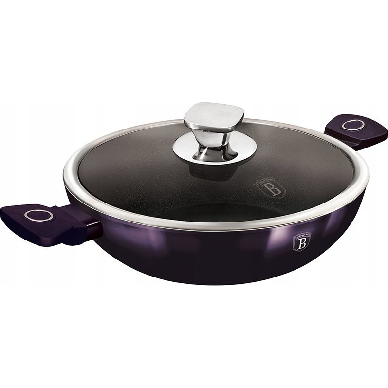 BerlingerHaus BH/7114 Purple Eclipse Collection Wok - Fedővel, 30 cm, Metál Lila (BH-7114 Kinghoff)